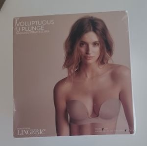 Bra. Voluptous U Plunge.Backless strapless. Nordstrom Lingerie. Nude. G cup